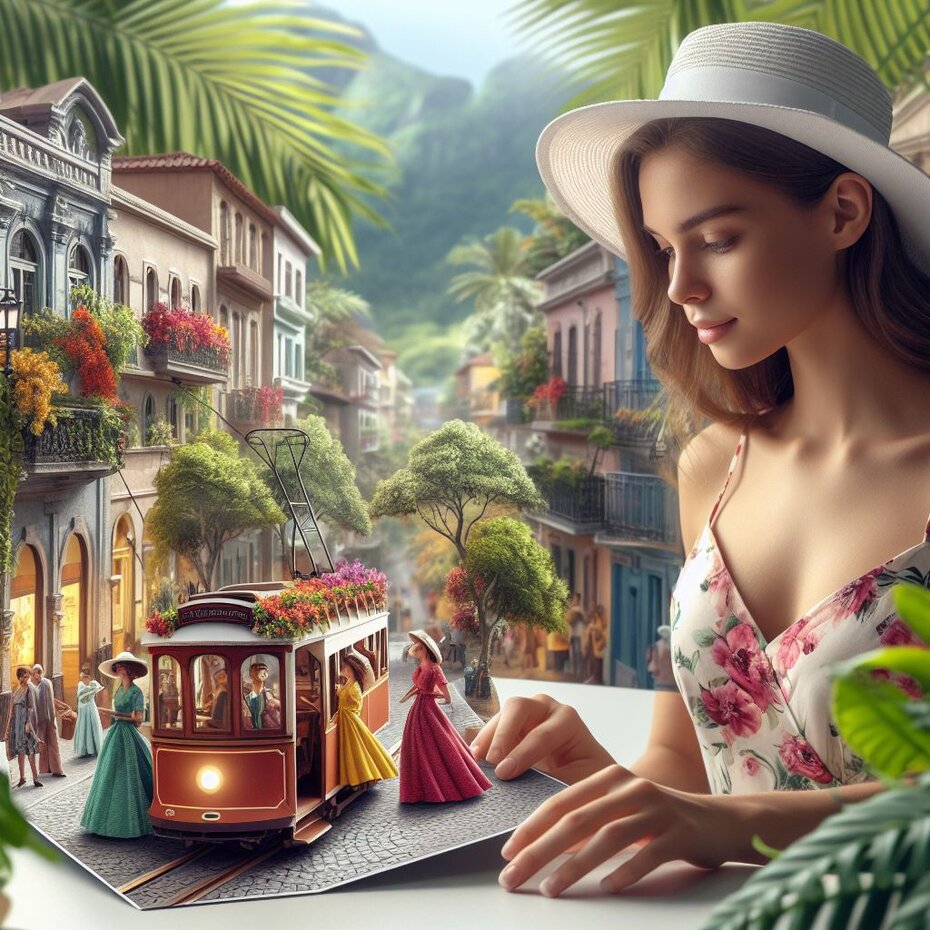 a woman looking at an origami of anta Tereza neighbourhood