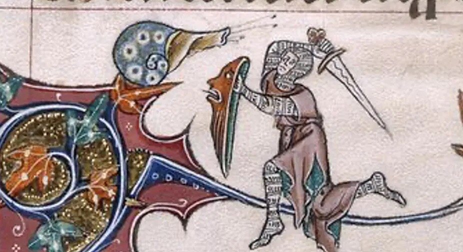 guerreiro medieval lutando com um caracol