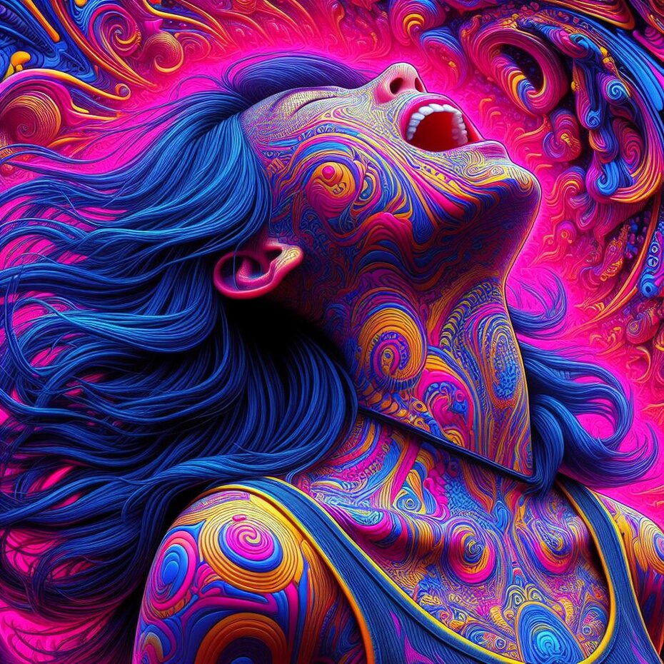 a woman having psychedelic delusions